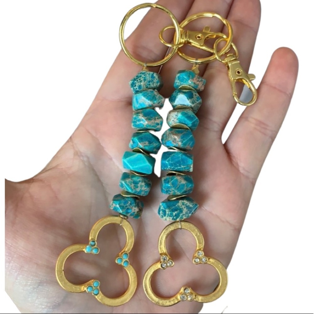 Turquoise beaded handmade keychain
